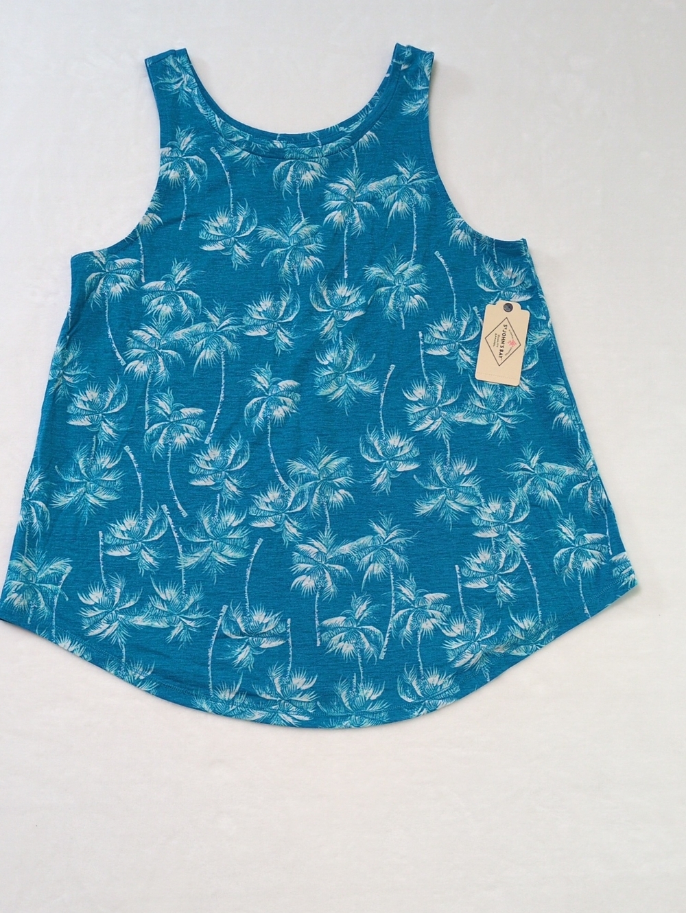 NWT St. John’s Bay Blue Palms Tank Top Size Medium M Teal
